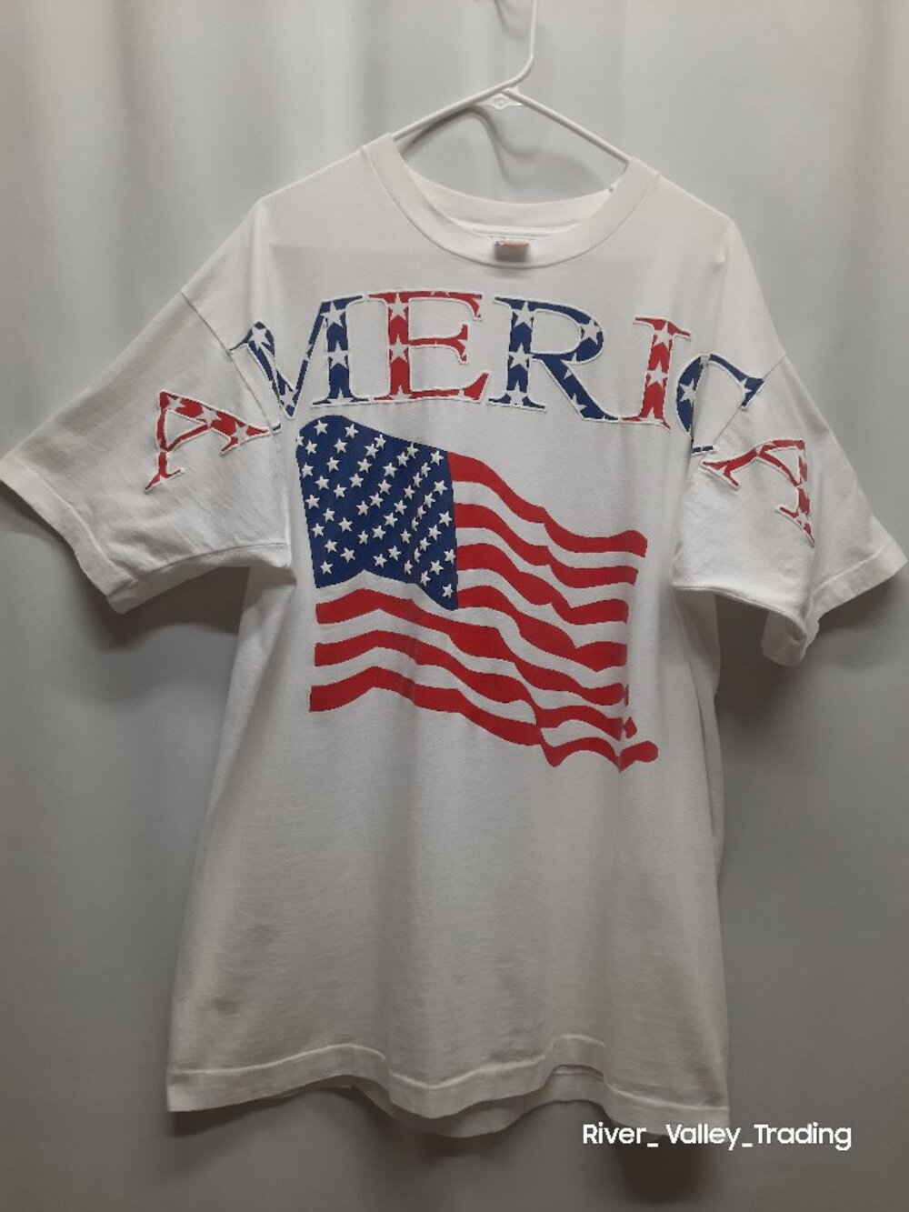 Vintage 90s America Puff Print T Shirt XL Single Stitch Fruit of the Loom USA